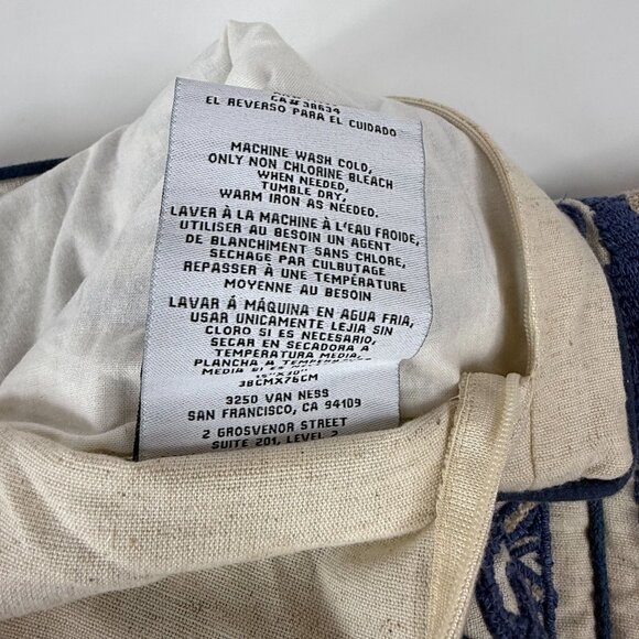 Williams Sonoma Trellis Linen Embroidered Blue Pillow Cover 29" X 16" - Picture 5 of 5